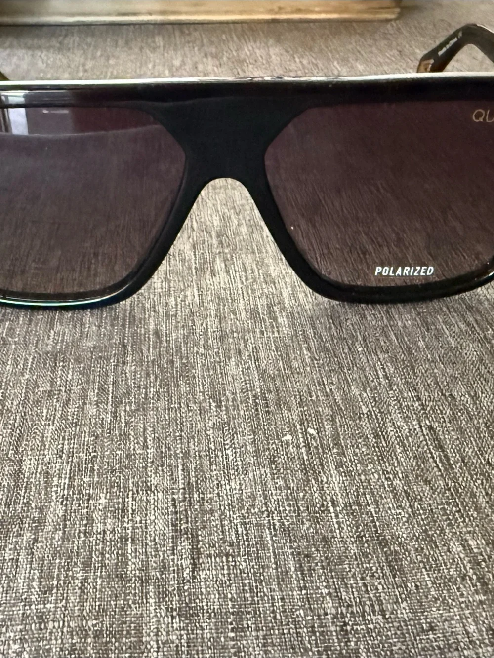 Quay Australia Black Sunglasses with Gold Logo Accent